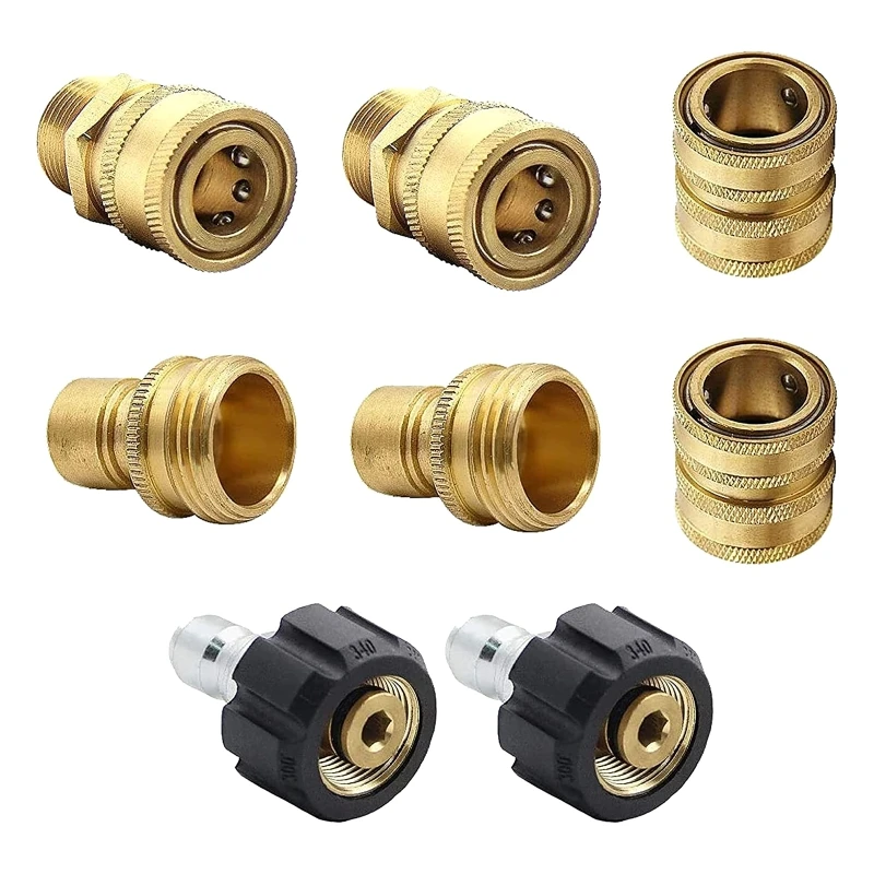

8pcs/Pack Copper Nozzle 3/8'' 3/4'' Quick Connect Kit Pressure Washer Adapter for Cars Washing Anti-deformed Adapter Set