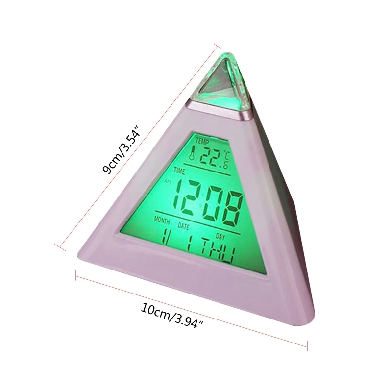 Цифровые часы-пирамида со светодиодной подсветкой меняющей цвет с цифровым