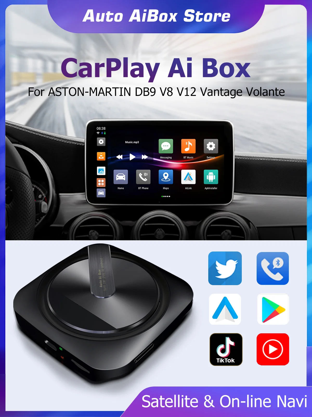 

Ai Box Android Auto Apple Carplay Wireless Car Streaming Box For Netflix for ASTON-MARTIN DB9 V8 V12 Vantage Volante