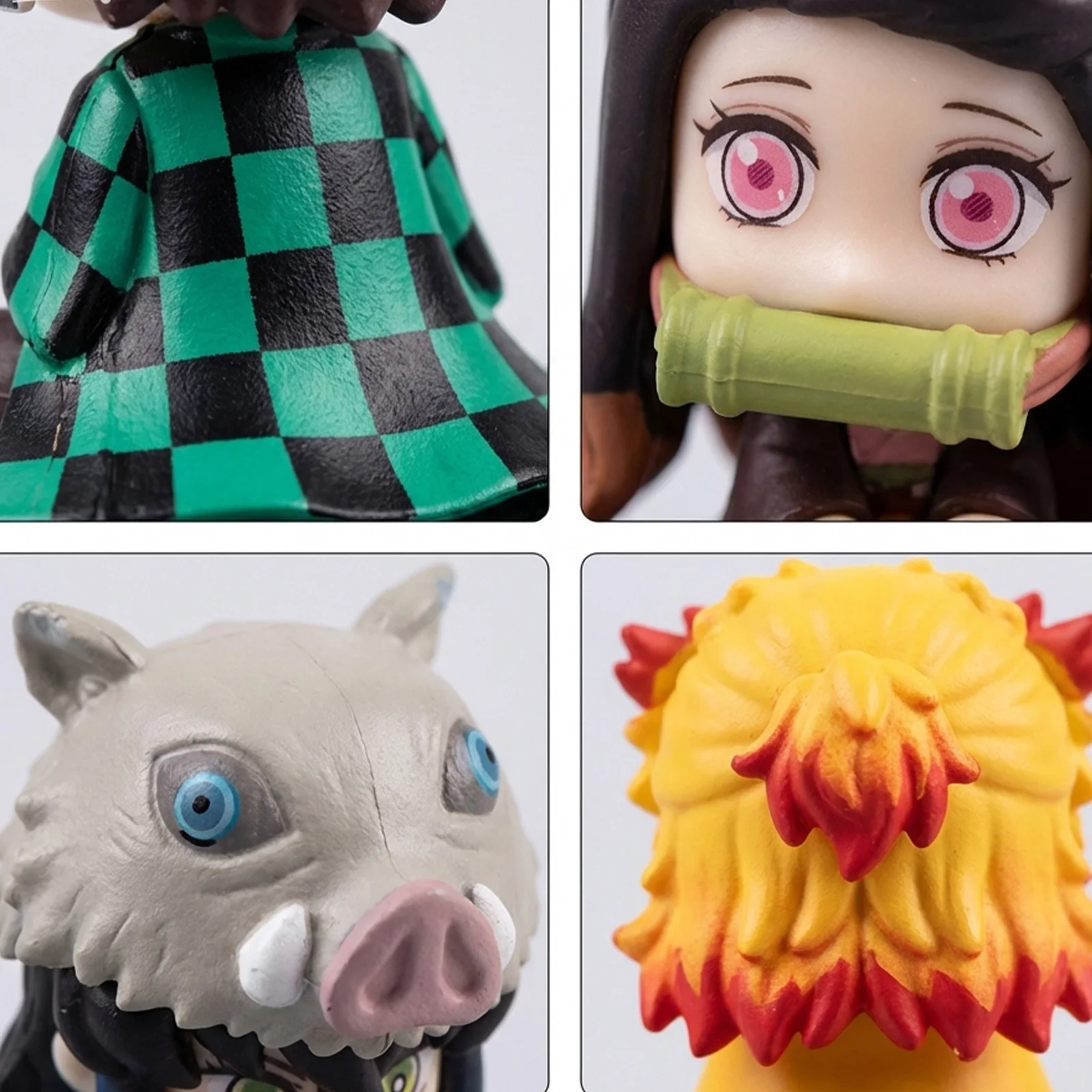 Фото Фигурка Demon Slayer: Kimetsu no Yaiba, Q-версия, сидящие Танджиро, Нэзуко, Иноске, Зеницу, PVD-фигурка, модель, кукла, подарки №5