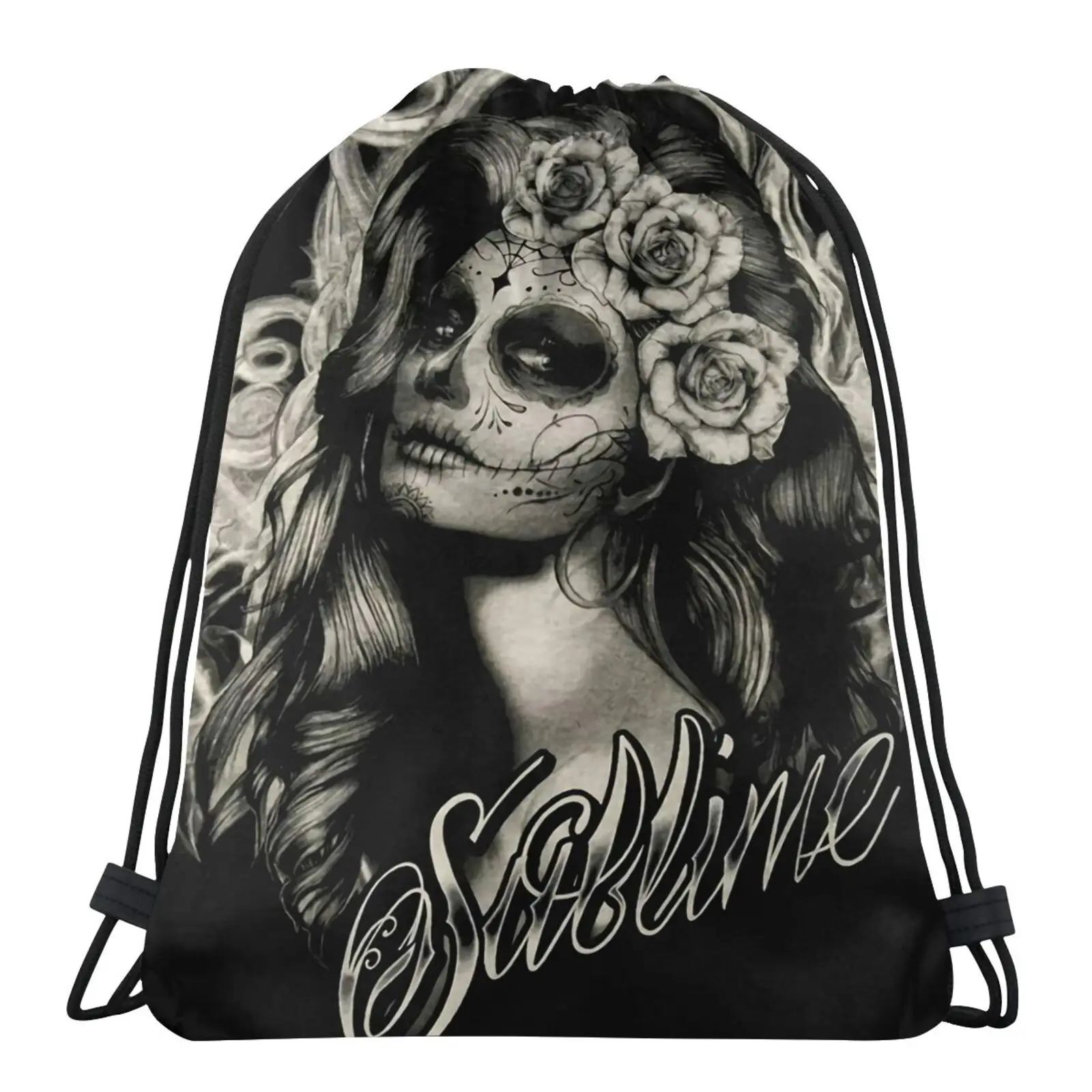 

Authentic Sublime Band Sugar Skull Bag Sport Shoe Bag Bags For Girls Rope Bag Pouch Bag Gothic Style Suitcases School Shoe Bag