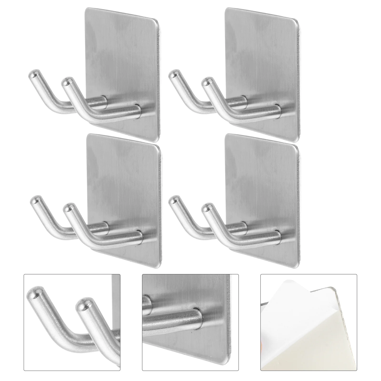 

4pcs Practical Hook For Hanging Home Improvement Utility Hook Sticky Hook Adhesive Hook Heavy Duty Multipurpose Traceless Hook