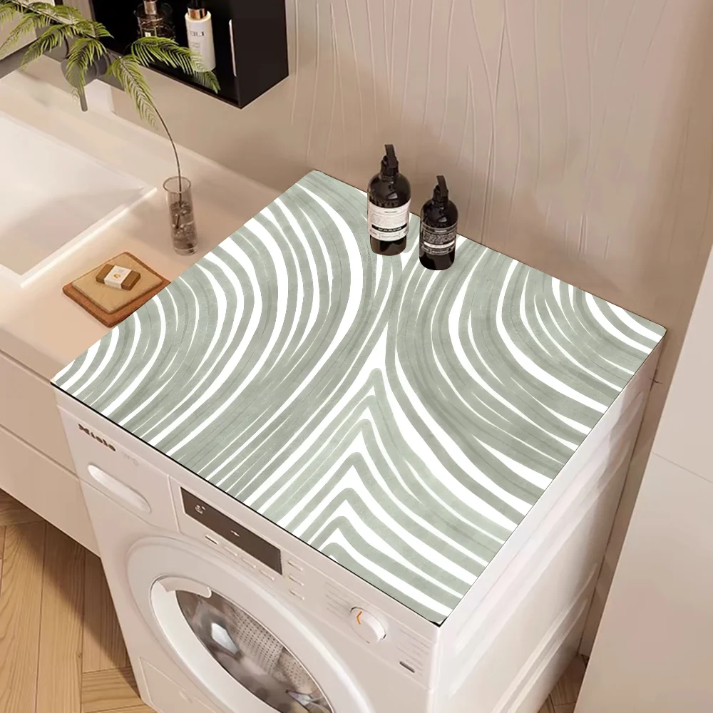 Nordic Modern Green Line Art Absorbent Drain Mat Countertop Dry Mats Printed Coffee Machine Draining Pad Kitchen Table Placemats