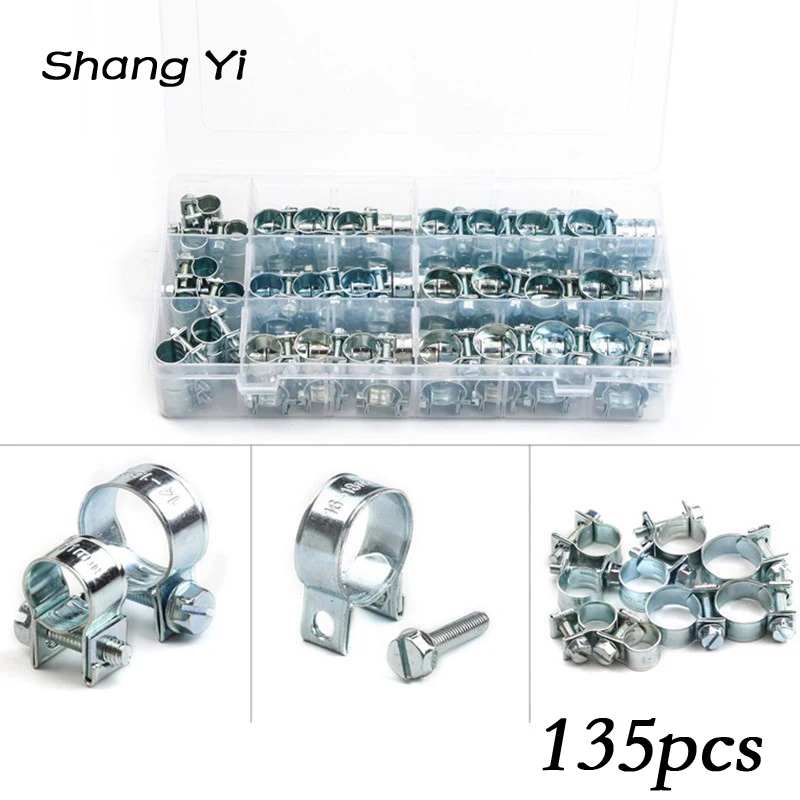 

135 штук в штучной упаковке mini clamp оцинкованный зажим шланга металлический зажим