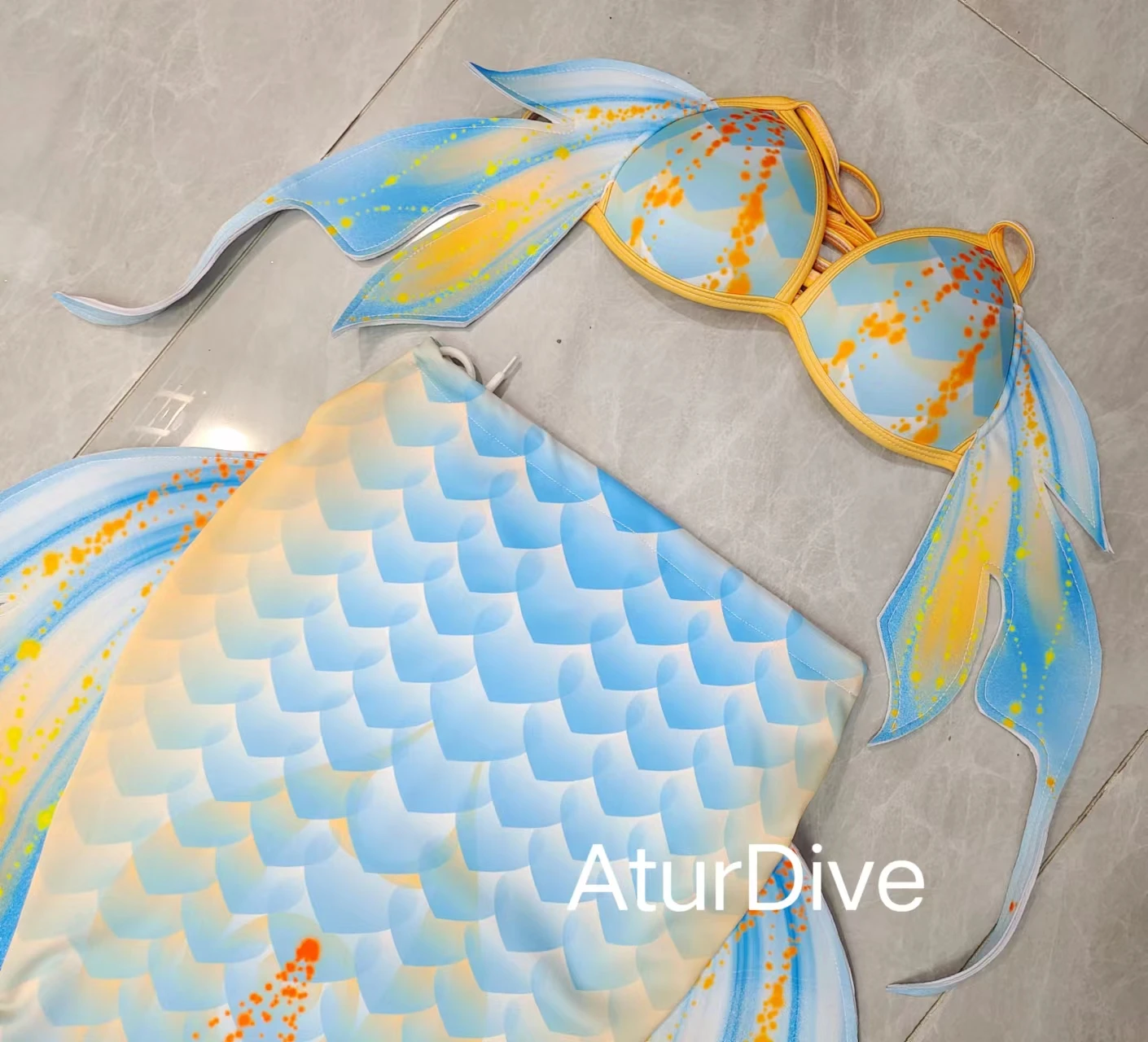 AturDive mermaid tail skin adult children parent-child large professional aquarium performance customized large size