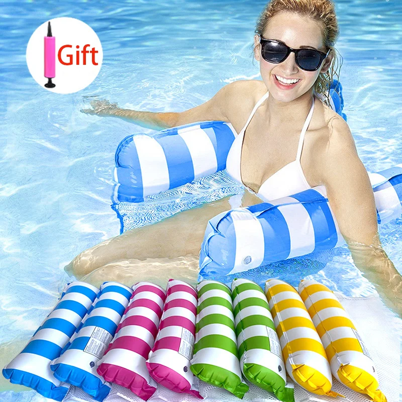 

Outdoor Foldable PVC Water Hammock Float Lounger Swimming Pool Inflatable Recliner Air Mattress Summer Beach Lounge Chair Bed