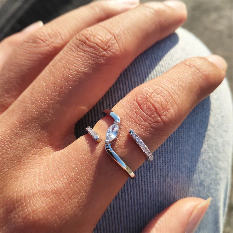 

Unique Double layer design Copper Rings Gold Color Plated Ring For Women Trendy Party Anniversary Jewelry Gifts