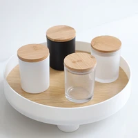 frosted glass candle cup incense candle holder diy empty cup container wooden lid aromatherapy glass handmade wax container
