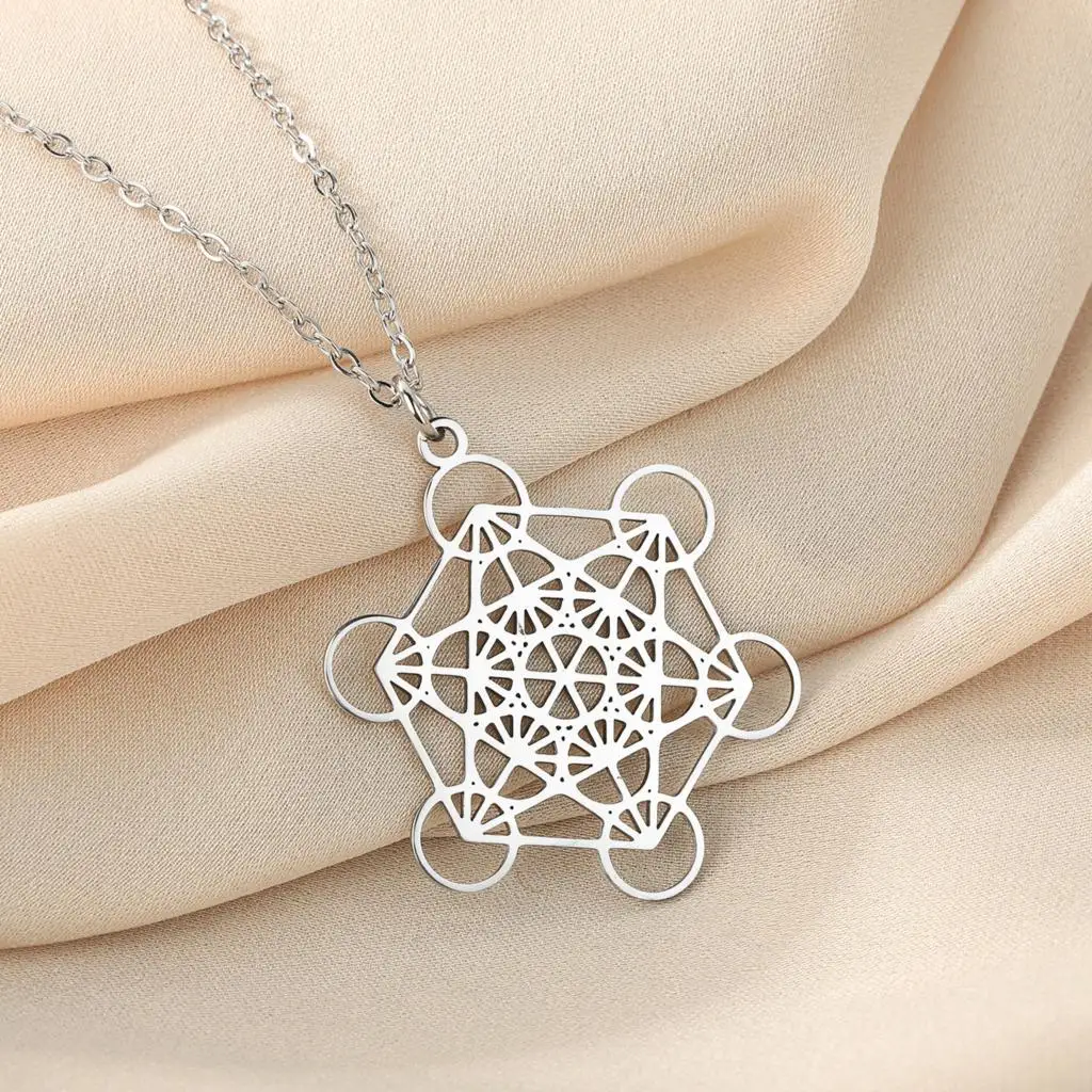 Todorova Stainless Steel Metatron Cube Pendent Religiosus Symbol Meditation Necklace For Women Men Sacred Geometry Jewelry Gifts