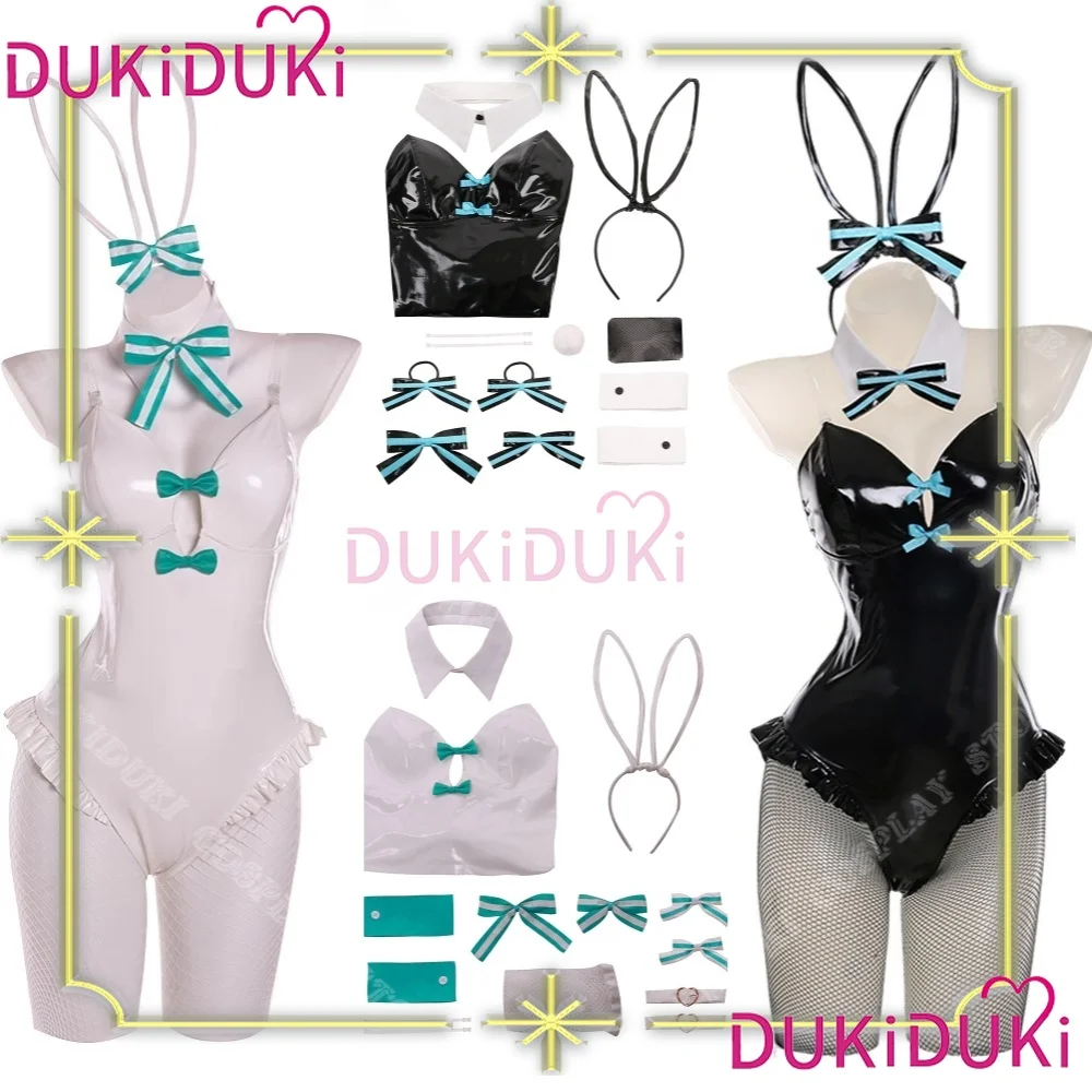 Фото Костюм для косплея Miku: Черный костюм кролика Miku, белый сексуальный женский комбинезон-кролик, наряд для Хэллоуина и Комик-Кона, платье для девушки №1