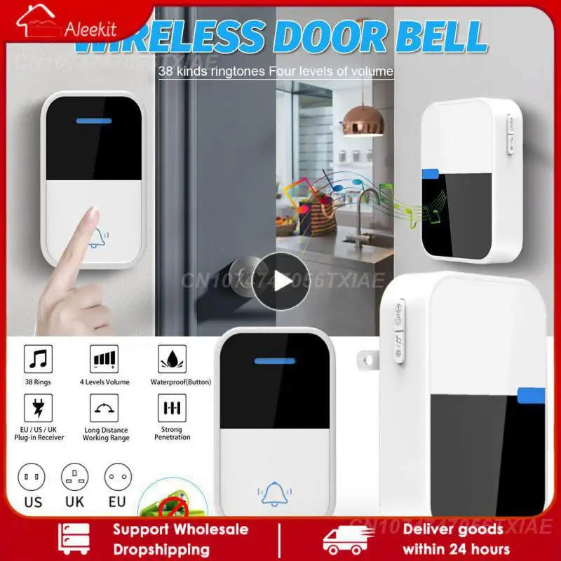 Беспроводной дверной звонок Wenhiot с дистанционным управлением без аккумулятора, 1 ~ 5 шт., 433 МГц, 150 м, вилка для ЕС, Великобритании, США, Умный домашний комплект сигнализации безопасности