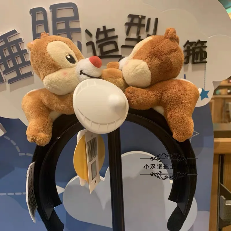 Обруч для волос из мультфильма Disney, плюшевая повязка на голову с чипом и Дейлом, с медведем, дуффи, аксессуар для волос с героями мультфильмов