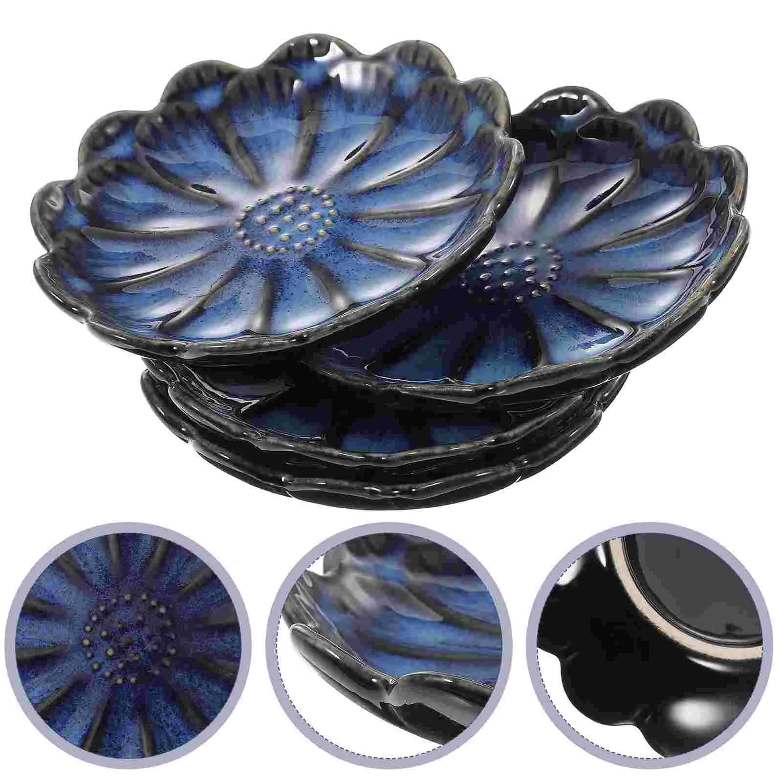 

Small Plate Side Dish Appetizers Bowl Ceramic Soy Sauce Dipping Dishes Bowls Flower Shape