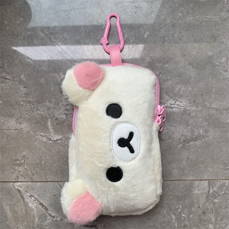 Фото Rilakkuma Korilakkuma плюшевая сумка для смартфона женская аниме медведь лицо Kawaii милый чехол для мобильного телефона держатель №3