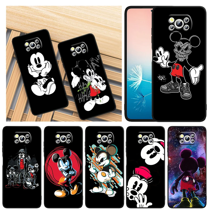 

Phone Case For Xiaomi Mi Poco X4 X3 NFC F4 F3 GT M4 M3 M2 X2 F2 Pro C3 C40 C3 5G Shell Fashion Mickey Stitch Art Black Cover