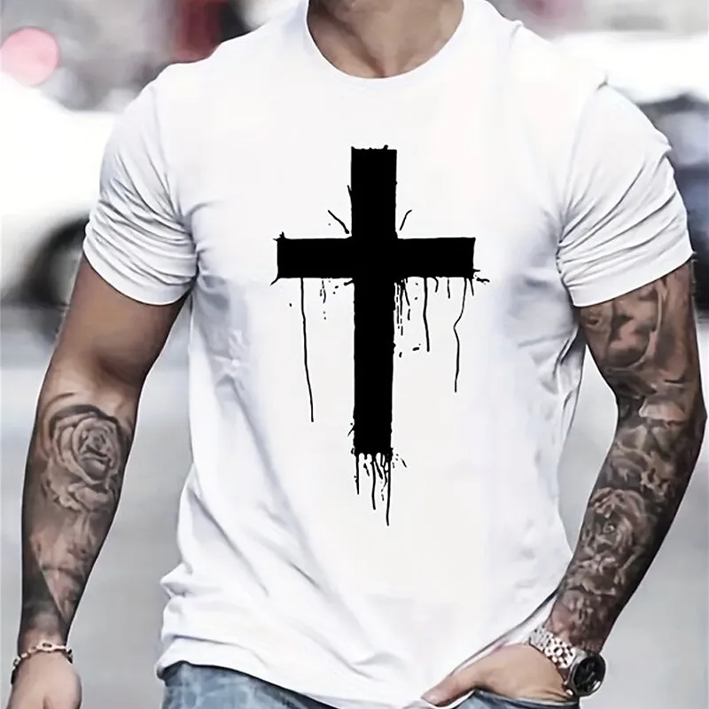 

2023 Men'S T-Shirt 3d Cross Print T Shirt For Men Trend Men' Top Senior Fitness Sweatshirt Oversized-Shirt Daily Casual Clothing