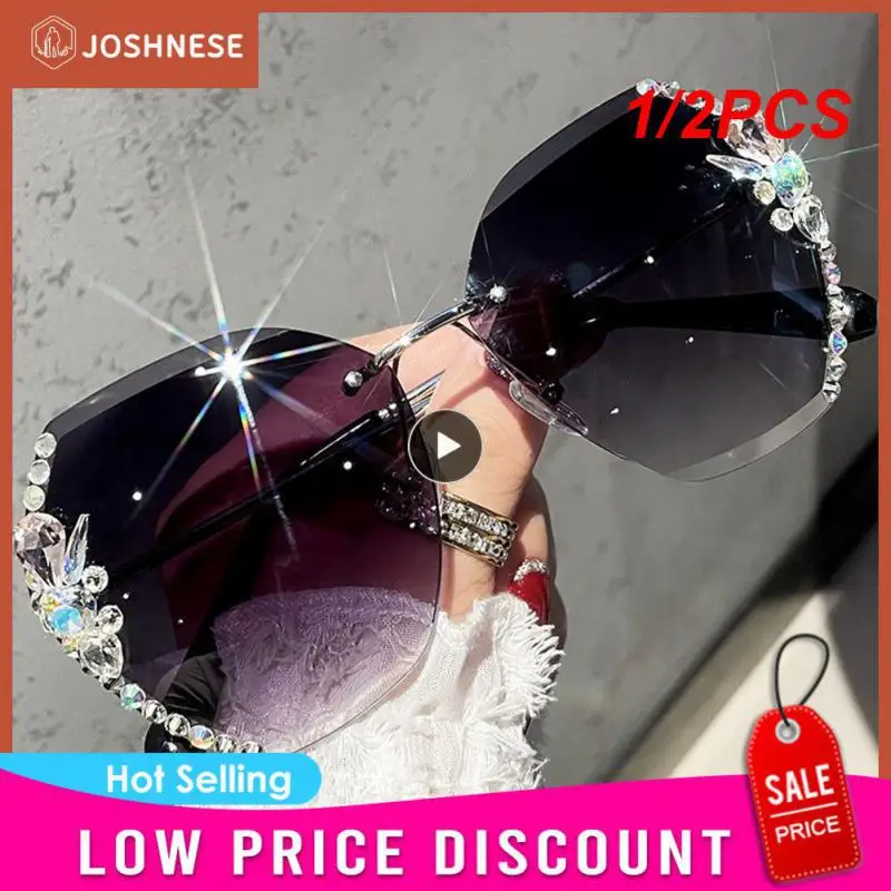 

Солнцезащитные очки без оправы UV400, винтажные модные дизайнерские ретро-очки с градиентными линзами, 1/2 шт.