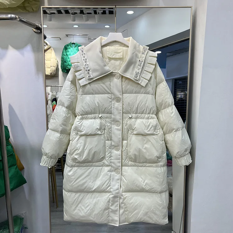 New Women Long Down Jacket Casual Style Autumn Winter White Duck Down Coats And Parkas Female Outwear