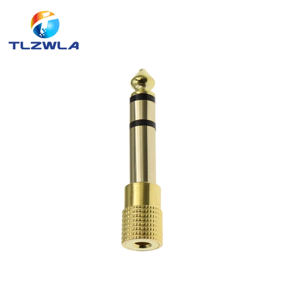 

1 шт. золотой штекер 6,3 мм 1/4 дюйма на гнездо 3,5 мм 1/8 дюйма, стереонаушники, аудиоадаптер, домашние разъемы, адаптер для микрофона