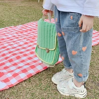 fashion baby jeans heart printed jeans for girls spring autumn jeans boy girl casual style toddler girl clothes