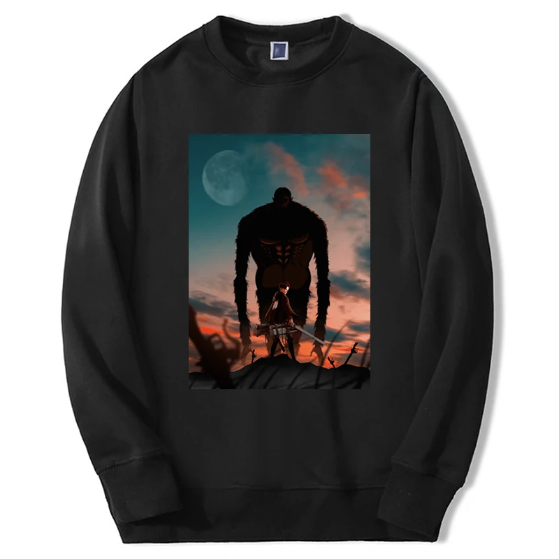 

Толстовка мужская с капюшоном и круглым вырезом, Классическая уличная одежда из флиса, с рисунком аниме «атака на Титанов» Эрена джагера