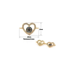 brass copper zircon hollow heart connector diy jewelry pendant connector wholesale evil eye charm jewelry supply wholesale