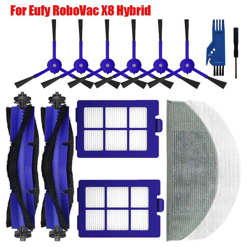 

Main/Side Brush Hepa Filter Disposable Mop Rags Replacement For Eufy RoboVac X8 Hybrid RoboVac X8 Vacuum Cleaner Accessories