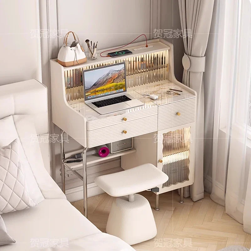 Дизайнерский туалетный столик для хранения умное зеркало белый табурет