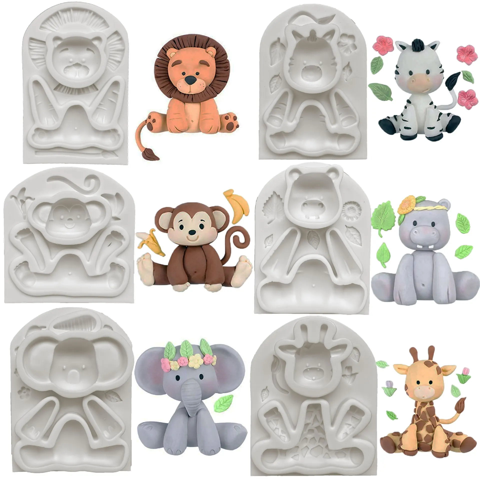 

Lion Monkey Elephant Hippo Zebra Giraffe Silicone Molds Chocolate Mould Fondant Cake Decorating Tools Baking Accessories