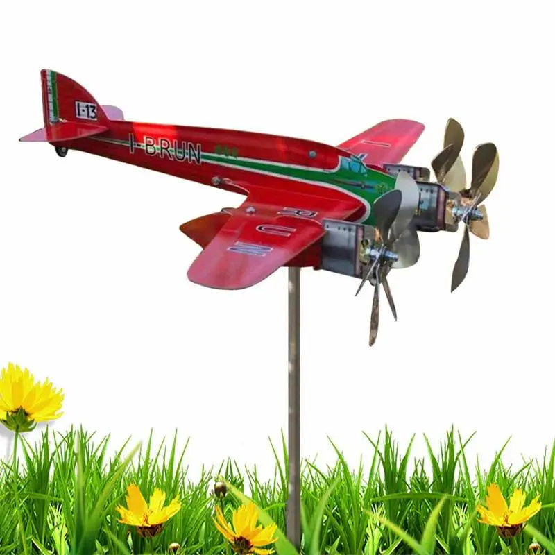 

Ветровой Спиннер для самолета, металлический самолёт, украшение для ветра, индикаторы направления прохладного ветра, кинетические штыри для двора, сада