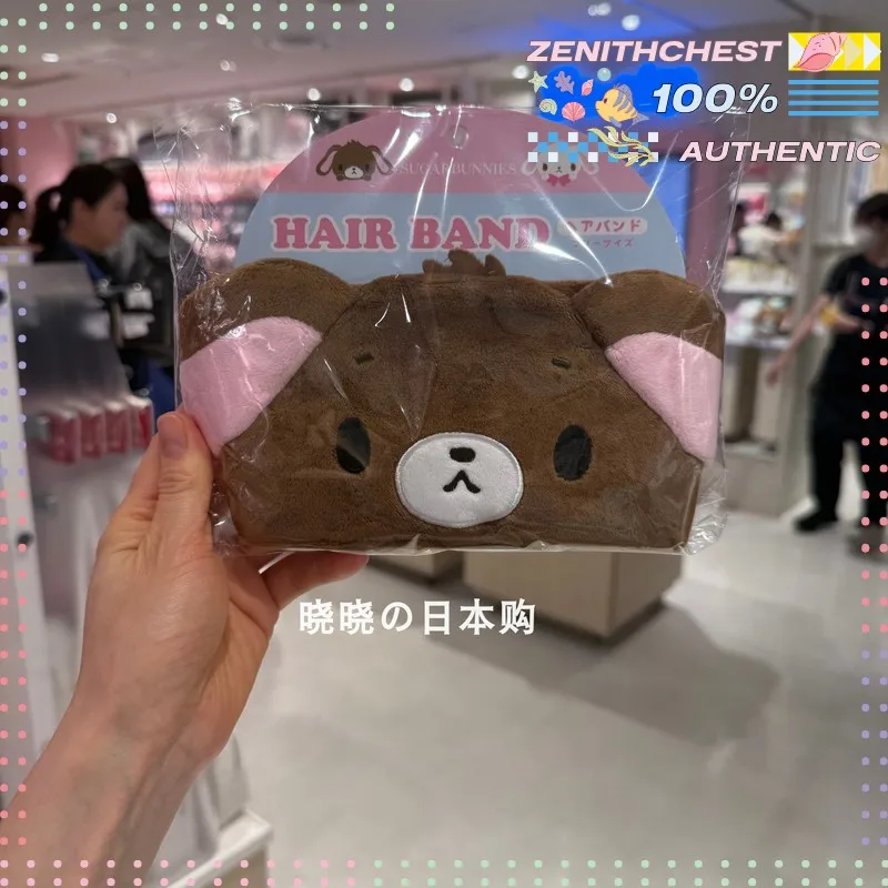 Фото Официальная лицензированная плюшевая повязка на голову Sanrio Sugarbunnies в виде карамельного кролика для умывания, макияжа и ухода за кожей, мягкая, впитывающая, с возможностью индивидуализации №3