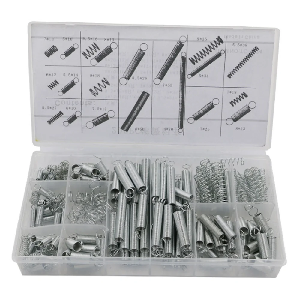 

200Pcs Steel Spring Assortment Set Drum Extension Tension Springs Electrical Hardware Compression and Extension Springs Set
