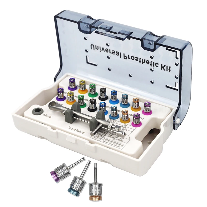 

Dental Oral Implant Screwdriver Torque Wrench Universal Prosthetic Kit Restoration Instrument 10-70NCM 16Pcs Mini Screw Drivers