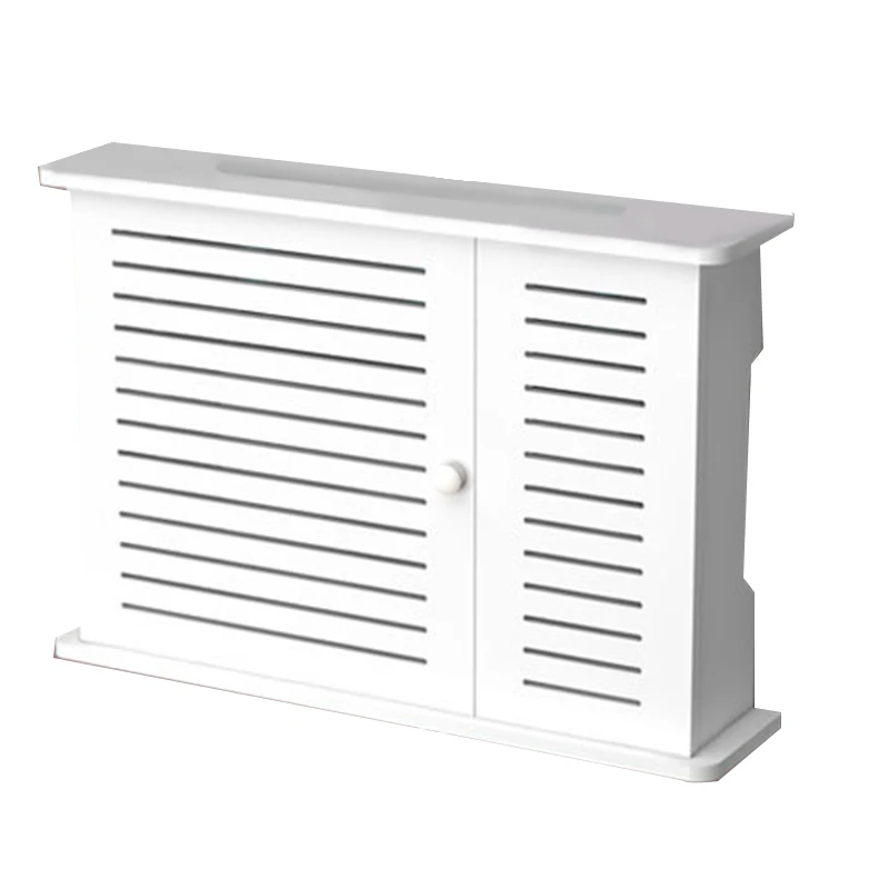 

Wireless Wifi Router Storage Boxes Wooden Box Cable Power Plus Wire Bracket Wall Hanging Plug Board Shelf -Single Door
