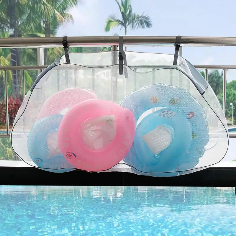 

Foldable Swimming Pool Hanging Storage Bag Large Capacity Pool Float Net Storage For Pool Toys Beach Inflatables And Other Items