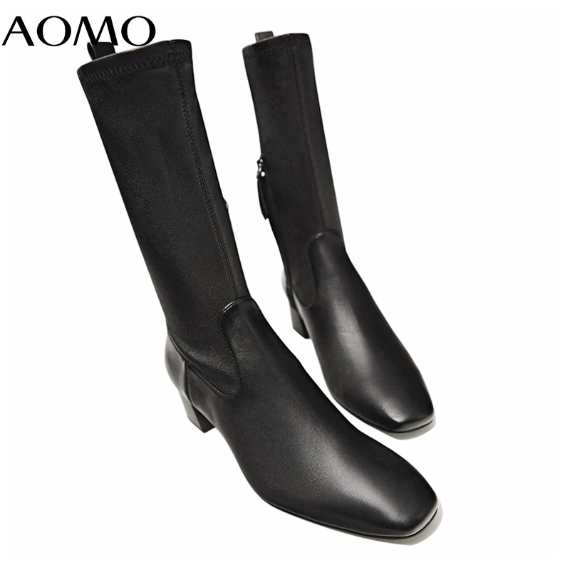

AOMO 2021 England Style Winter Boots Women Vintage Cowhide High Top Motorcycle Martin Boots Shoes Woman Botas AZH25