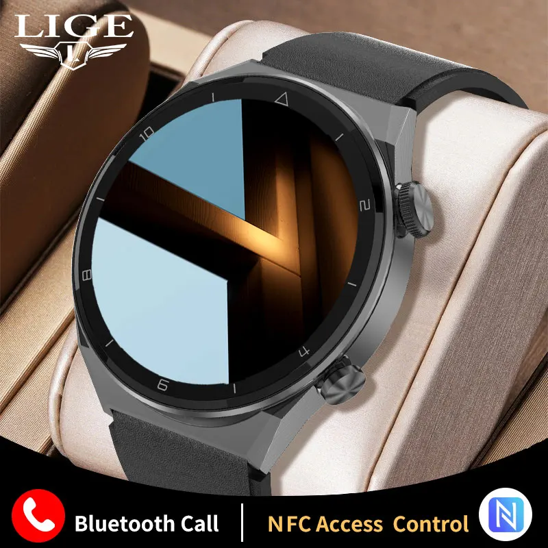 

Lige NFC Access Control Smartwatch Business Men Smart Watch Bluetooth Call Sports AMOLED 454*454 Screen Clock Waterproof 2022