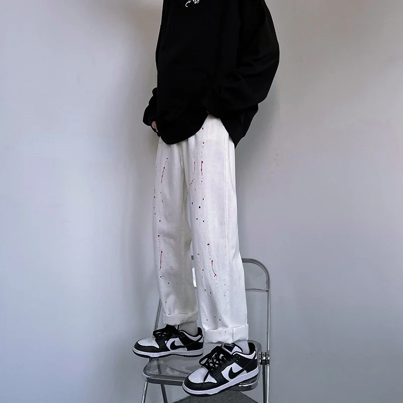 New Jeans Men's Brand Clothing Korean Fashion Straight Loose Casual Wide-leg Pants Streetwear Men's 3 Colors Jeans Men Clothing