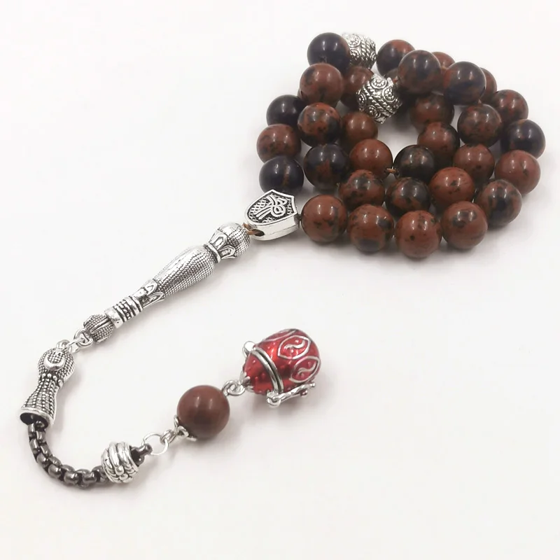 Драгоценный камень Tasbih, натуральный обсидиан, 33 бусины, браслет, мусульманские молитвенные бусины с аксессуарами внутри, бирюзовый камень (art.: 3920c10972fd7) - 3920c10972fd7