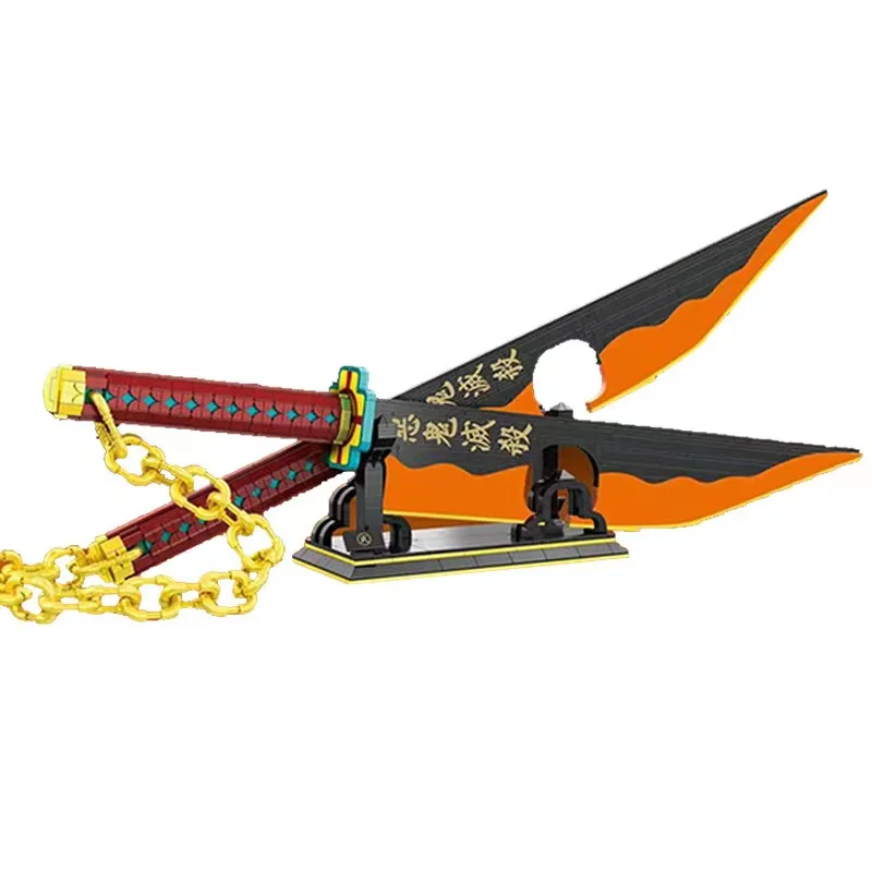 

DK1507 Ghost Exterminated Blade Sound Column Yu Yu Tianyuan Sun Wheel Knife Decoration Piece Children's Building Block Knife Toy