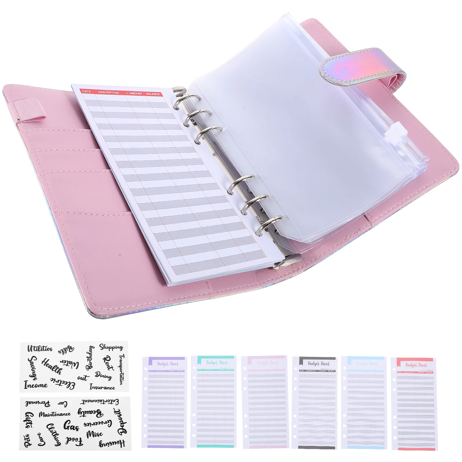 

Budget Book Cash Envelopes Zipper Macaron Money Saving Binder Savings Stickers