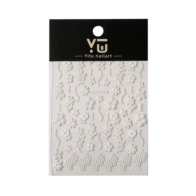 Маленькие белые цветочные наклейки для ногтей жемчужные сотовые цветы полая