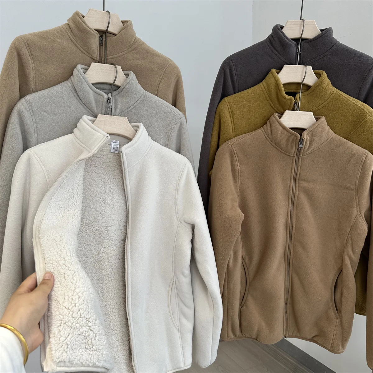 Heavy Island Country Double Layer Composite Velvet Autumn and Winter Thickened Warm Berber Fleece + Polar Stand Collar...