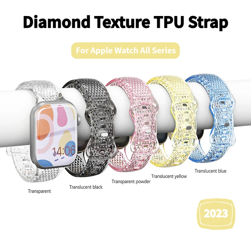 Clear Band for Apple Watch Series 8 7 6 SE 5 4 49mm 45mm 44mm 42mm 41mm Transparent Wrist Bracelet for iwatch 40mm Plastic Strap