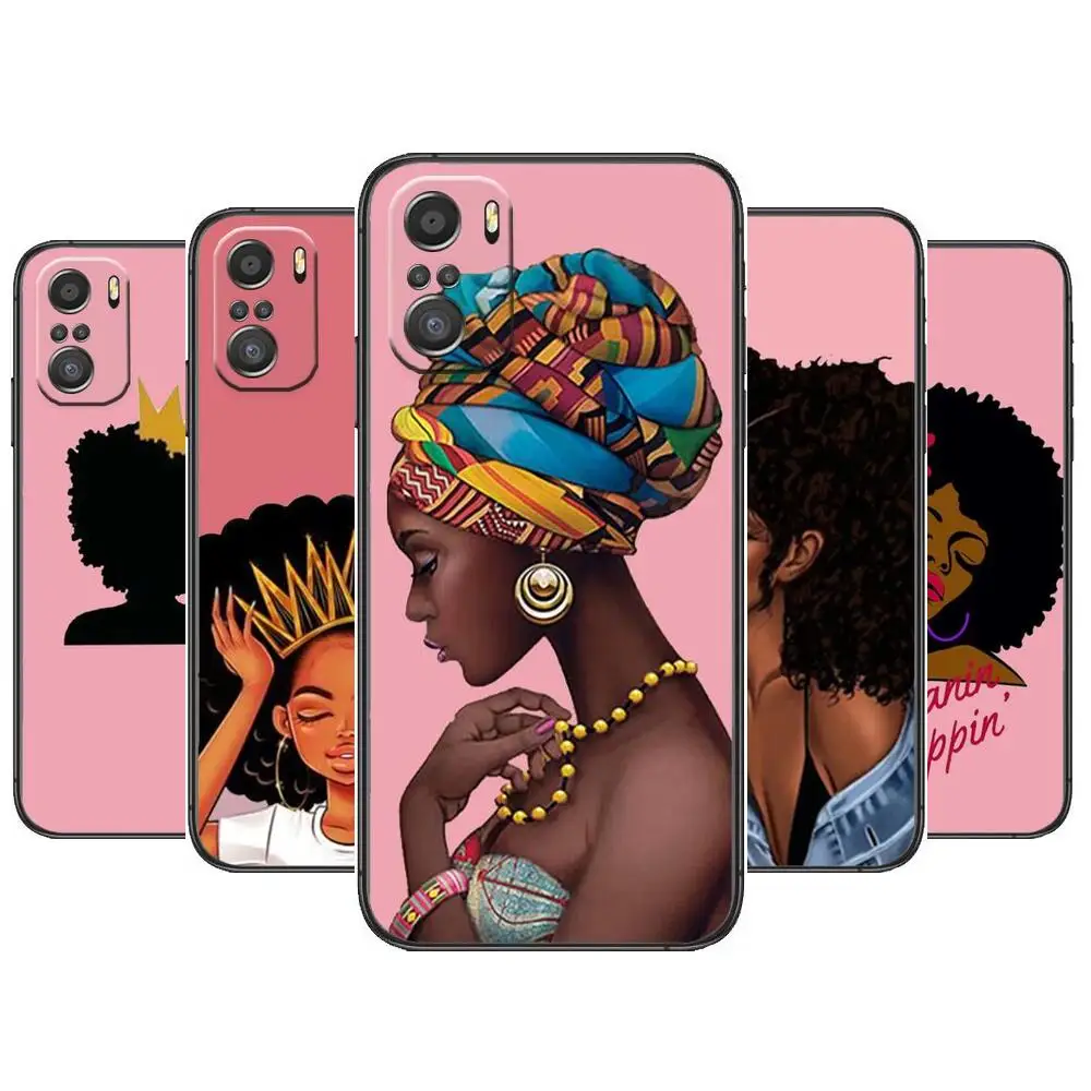 

Black Girl African Phone Case For xiaomi mi 11 Lite pro Ultra 10s 9 8 MIX 4 FOLD 10T 5g Black Cover Silicone Back Prett