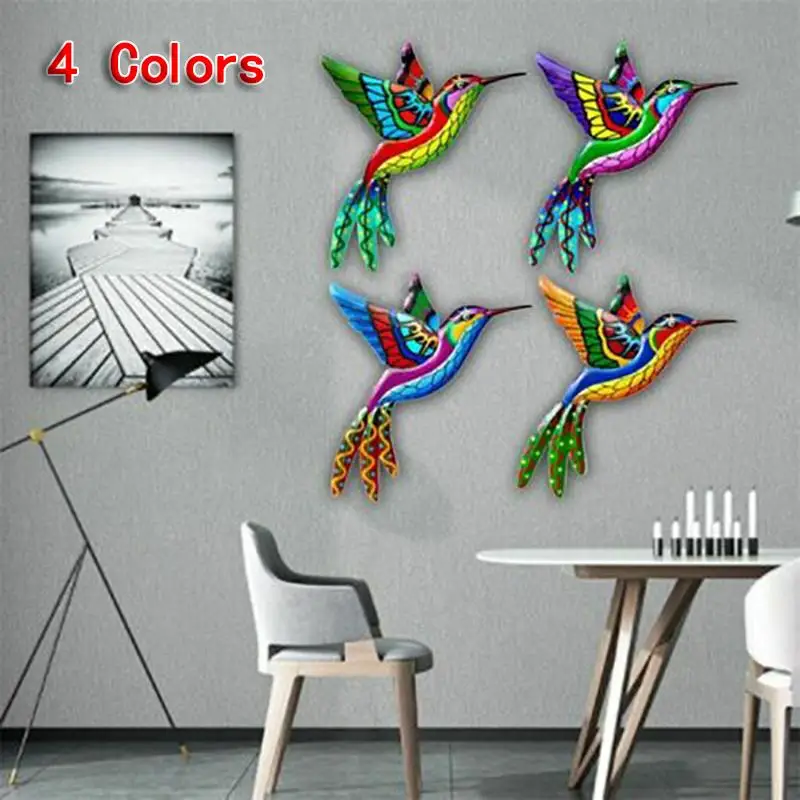 

4 Colors Metal Bird Wall Art Sculpture Outdoor Hanging Garden Home Decor Iron Pendant