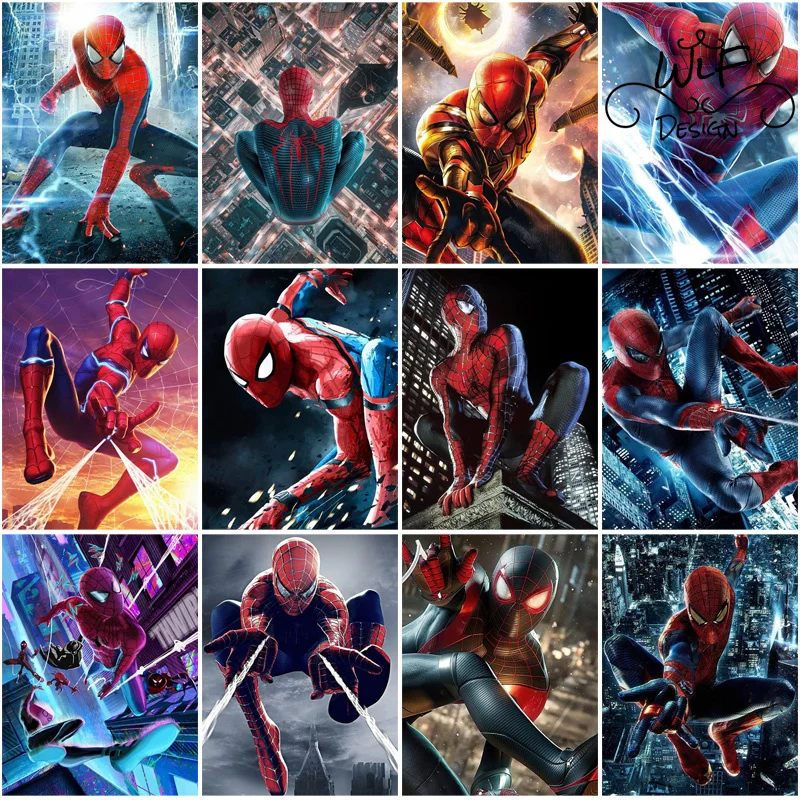 

Marvel Spider Man Diamond Painting 5D Diy Movie Poster Cartoon Cross Stitch Mosaic Room Decor Printing Hd Gift Wall Art Manual