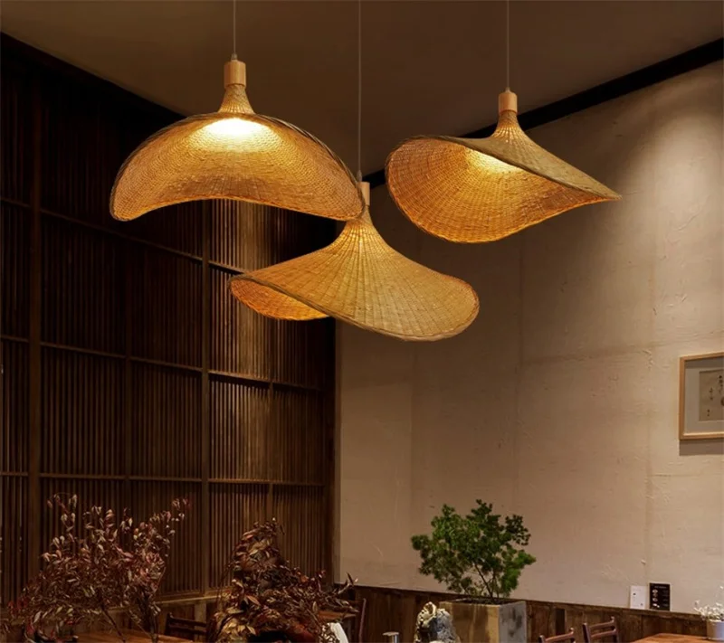 

Bamboo Chandelier Rattan Wicker Ceiling Pendant Light Lustre Hanging Lamp Hand Braiding Craft Home Living Bed Room Decor