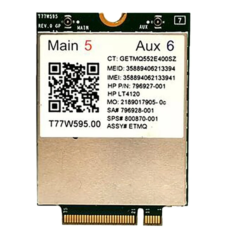 

Сетевая карта T77W595 4G, модуль LTE LT4120 796928-001 MDM9625 для HP Probook/Elitebook 820 840 850 G2 G3, модуль 4G, сетевая карта