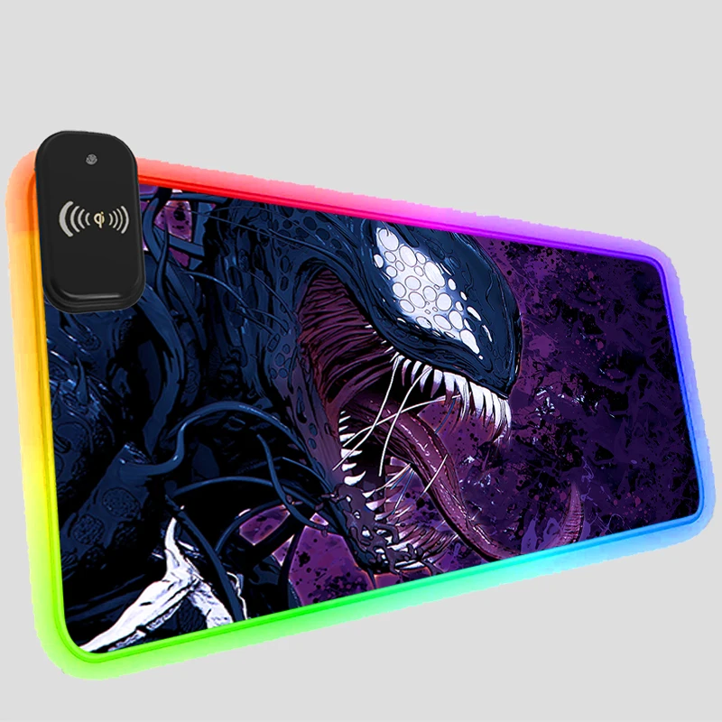 

Wireless Charging RGB Mouse Pad LED Gaming Venom Cool Mousepad Waterproo Keyboard Mat Anti-skid Luminous Speed Mats Safety Rug